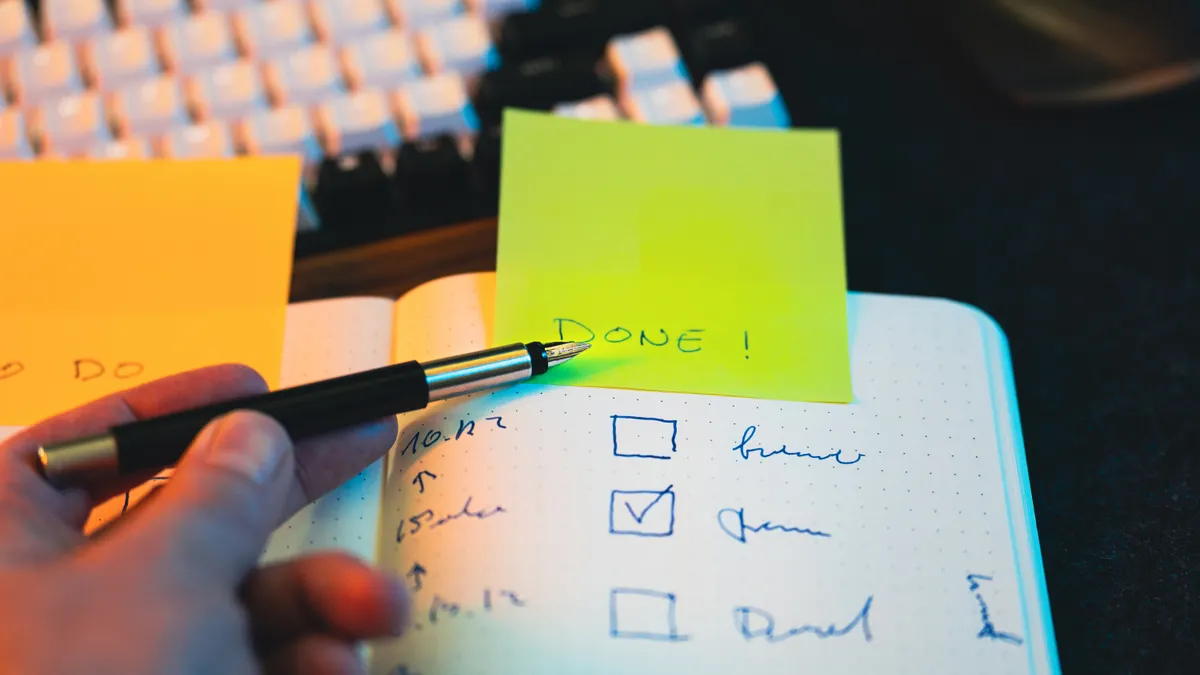 Ai Writing Prompt Library : The Complete Guide Ai Writing Prompt Library : The Complete Guide — Hand Writing in Notebook with Checklist and Sticky Note