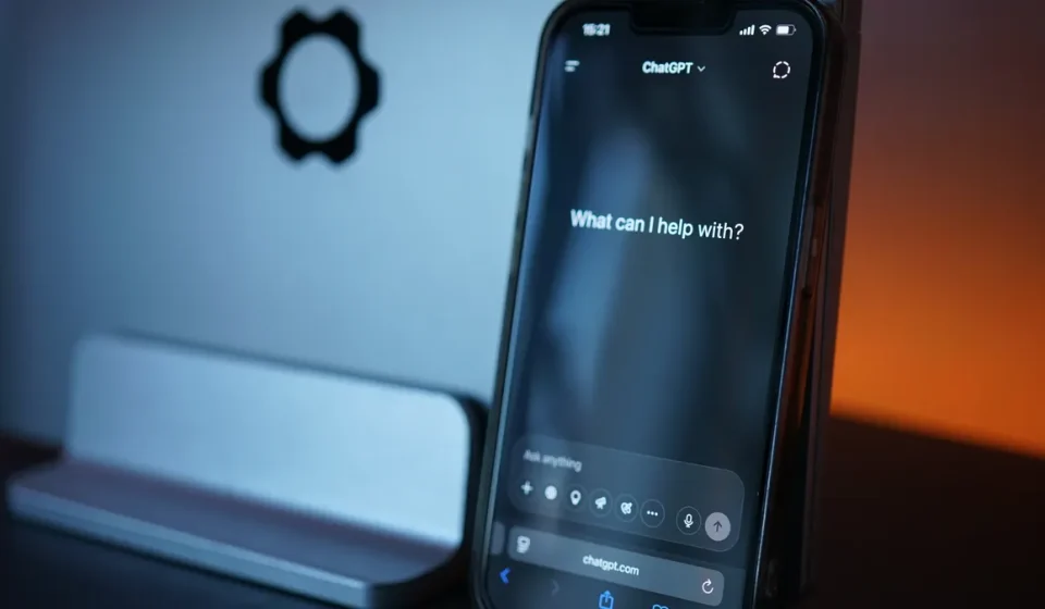 Smartphone with ChatGPT open on screen