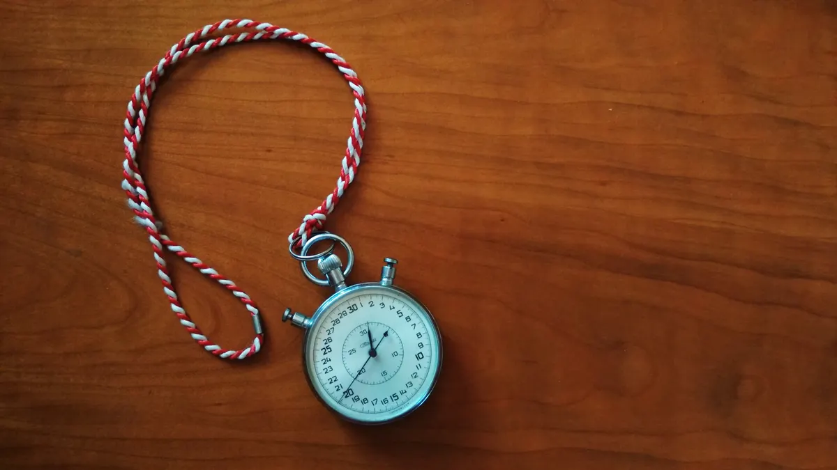 How to measure whether your AI SEO workflow is saving time Stopwatch attached to a cord