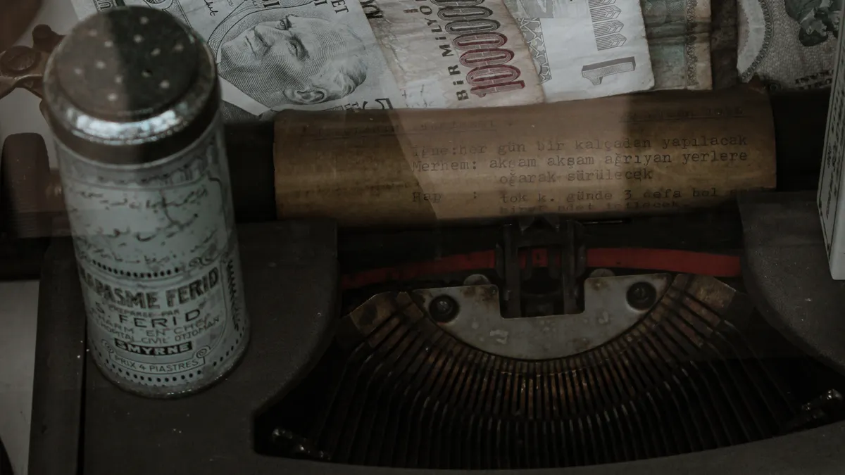 Pillar 6 — Make Money With Ai Writing 💼 Pillar 6 — Make Money With Ai Writing 💼 — Close-up of an Antique Typewriter and Turkish Money